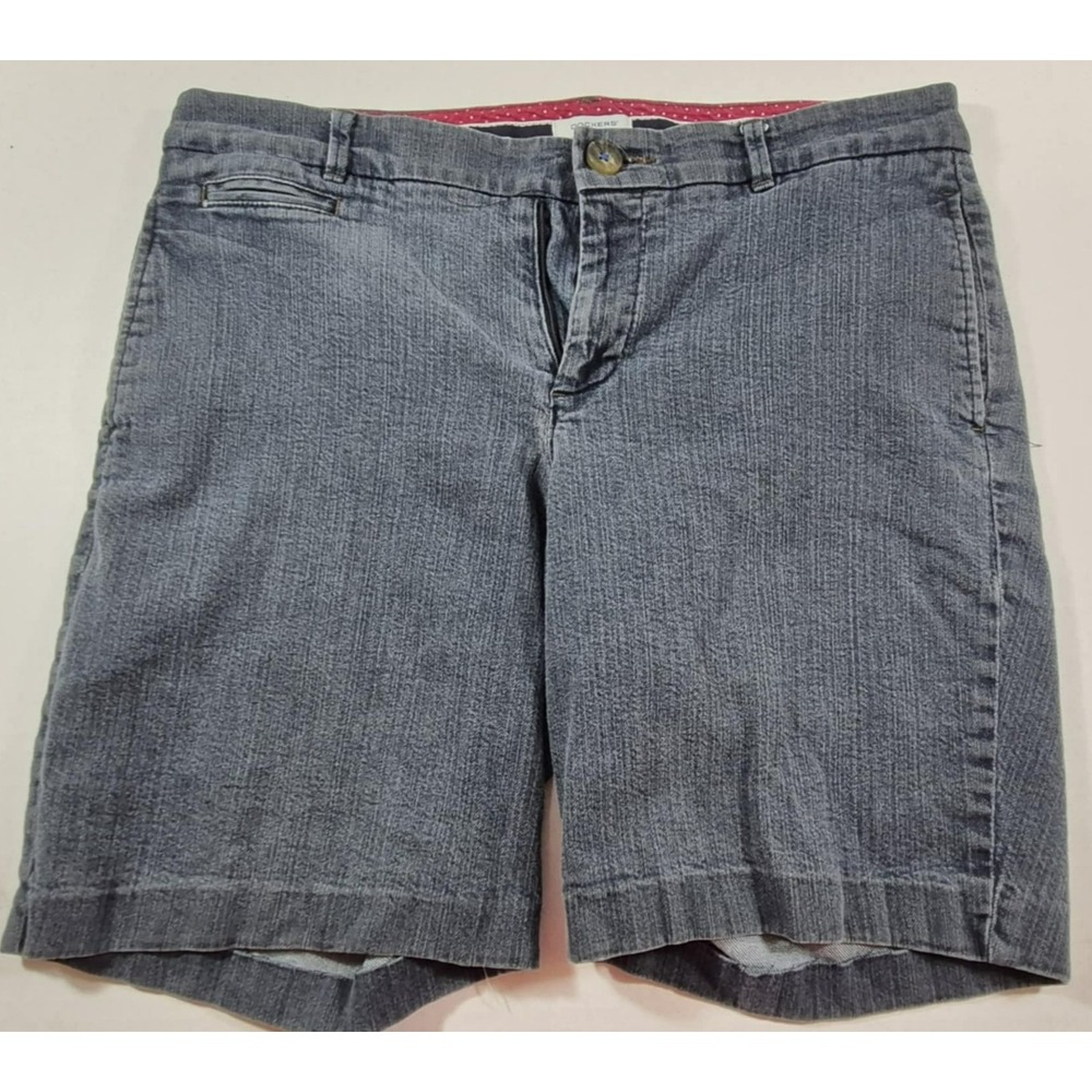 Dockers‎ Perfect Fit women's flat front denim blue jean shorts  sz 6